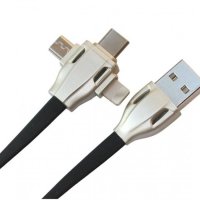 Универсален USB Кабел 3в1 , USB-A(м), USB-C(м), MICRO USB(м), Apple lighining(м), 1m, снимка 2 - USB кабели - 40608386