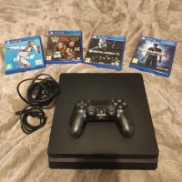 PS4 slim с 4 игри и един джойстик, снимка 1 - PlayStation конзоли - 43527165