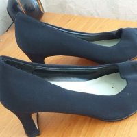Черни обувки от плат, размер 4, снимка 1 - Дамски обувки на ток - 26729807