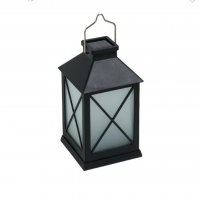 LED слънчев фенер с ефект на пламък пластмаса черен 10x10x20 cm, снимка 1 - Лампи за таван - 32804529
