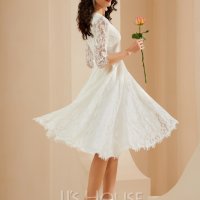 Сватбена рокля с дължина до коляното, EU46 XL-150лв, снимка 1 - Рокли - 36671359