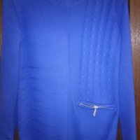  блузка плетиво с джобче цвят турско синьо, снимка 1 - Блузи с дълъг ръкав и пуловери - 26666296