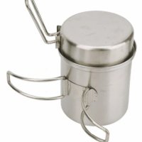 Къмпинг кухненски комплект инокс stainless steel 1 литър и тиган, снимка 5 - Газови котлони - 43259283