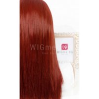 Дълга права червена перука с бретон Вивиан, снимка 4 - Аксесоари за коса - 32378816