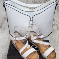 Леки и удобни дамски сандали в бял цвят, снимка 2 - Сандали - 37034786