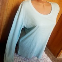 Светло тюркоазена изчистена блуза ХЛ, снимка 2 - Блузи с дълъг ръкав и пуловери - 35053105