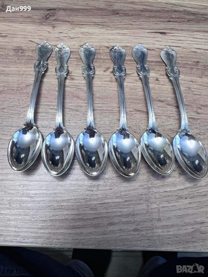 Шест винтидж уникални сребърни лъжички, снимка 1