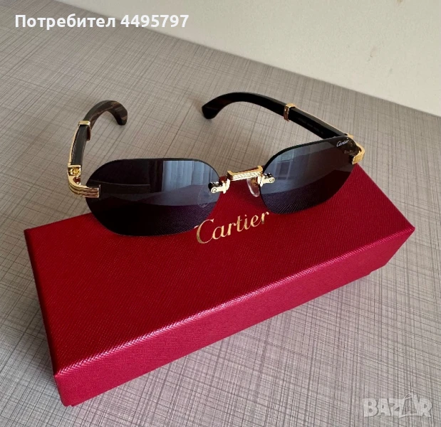 Слънчеви очила Cartier CT0362S 001 Sunglasses Black Horn/Gold Frame, снимка 1