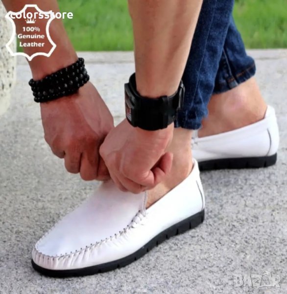 Мъжки обувки - бяла ЕСТЕСТВЕНА кожа - 056, снимка 1