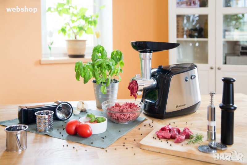Месомелачка Rohnson , 1700W, 3 сита, Аксесоар за домати/карначета, Реверсивна функция, Черна/Inox, снимка 1