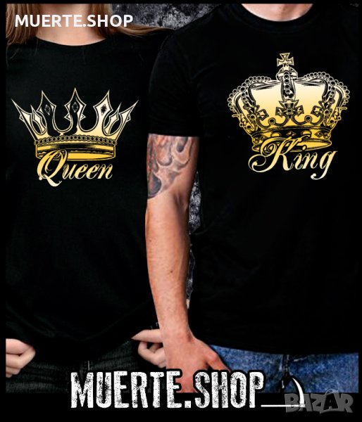 Комплект за двойки QUEEN AND KING с щампа, снимка 1