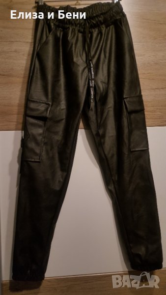 Кожен панталон карго със странични джобове. S нов Италия, снимка 1