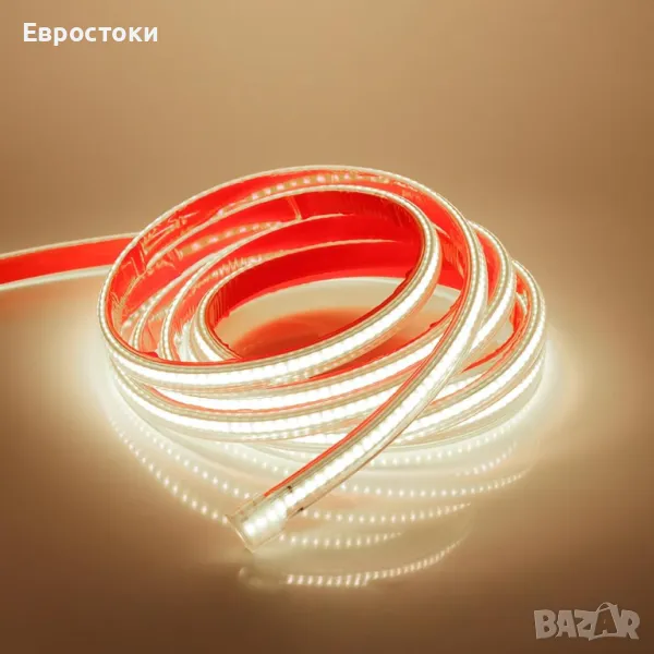 Водоустойчива LED лента 220V, COB 288LEDs/M IP65 за огледало, дом, спалня, кухня, декорация. 1M, снимка 1