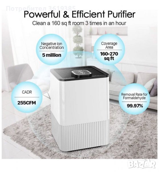 Пречиствател на въздух с хепа филтър Nobebird A8 -  Бял, снимка 1