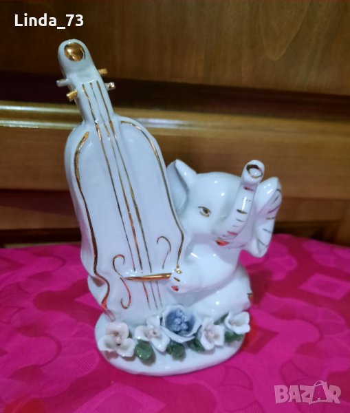 Статуетка-слонче с муз.инструмент-НОВА. Внос от Германия., снимка 1