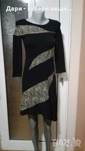 Еластична рокля, в черно и златисто👗🍀XS,S,M(38)🍀👗арт.4005, снимка 1
