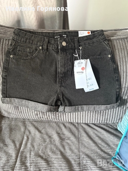 Дънкови къси панталони mom high waist размер 34, снимка 1