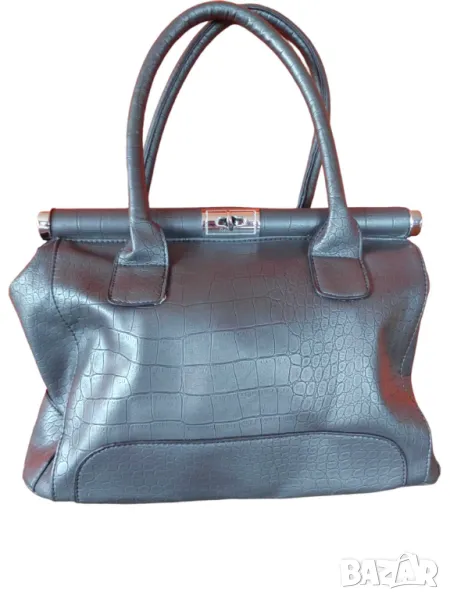 Дамска елегантна чанта от еко кожа Segue, Тъмносива, 36х25х15 см, снимка 1