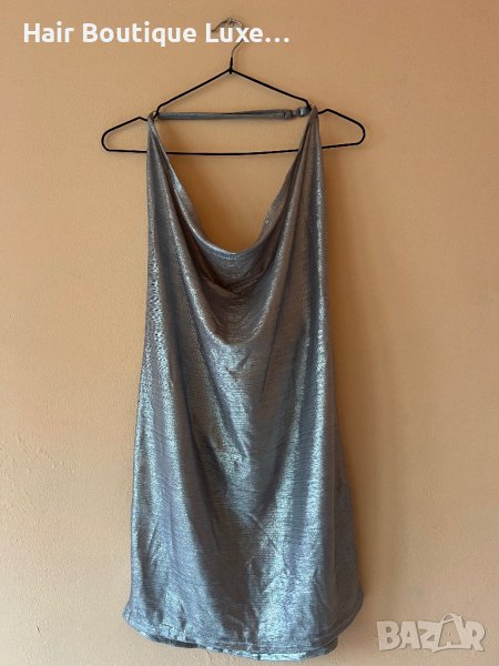 Сребриста къса рокля с гол гръб и регулираща се презрамка ❤️, снимка 1