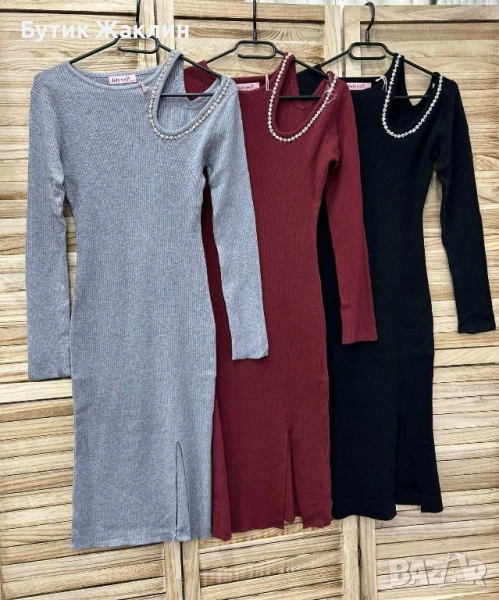 Дамска рокля с красив елемент рипс плетиво , снимка 1