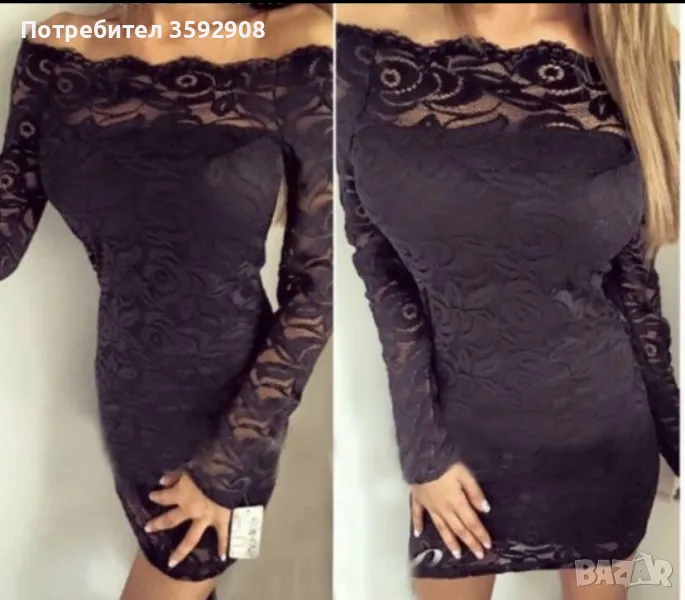 Къса дамска рокля с дантела, снимка 1