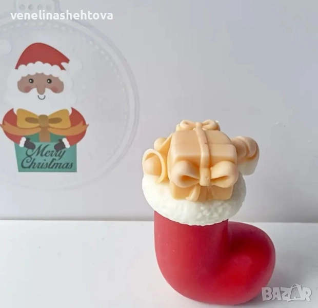 3D Голям ботуш с подаръци силиконов молд форма свещи гипс сапун смола фондан шоколад , снимка 1