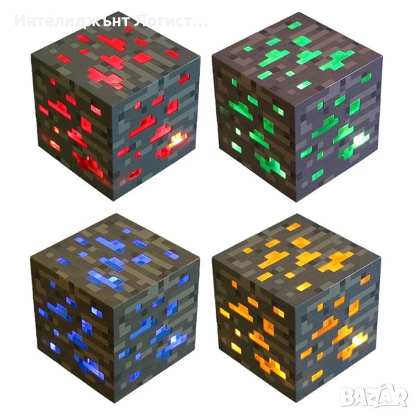 Minecraft cube куб,Нощна лампа, щадяща очите светлина, ABS, за деца, снимка 1