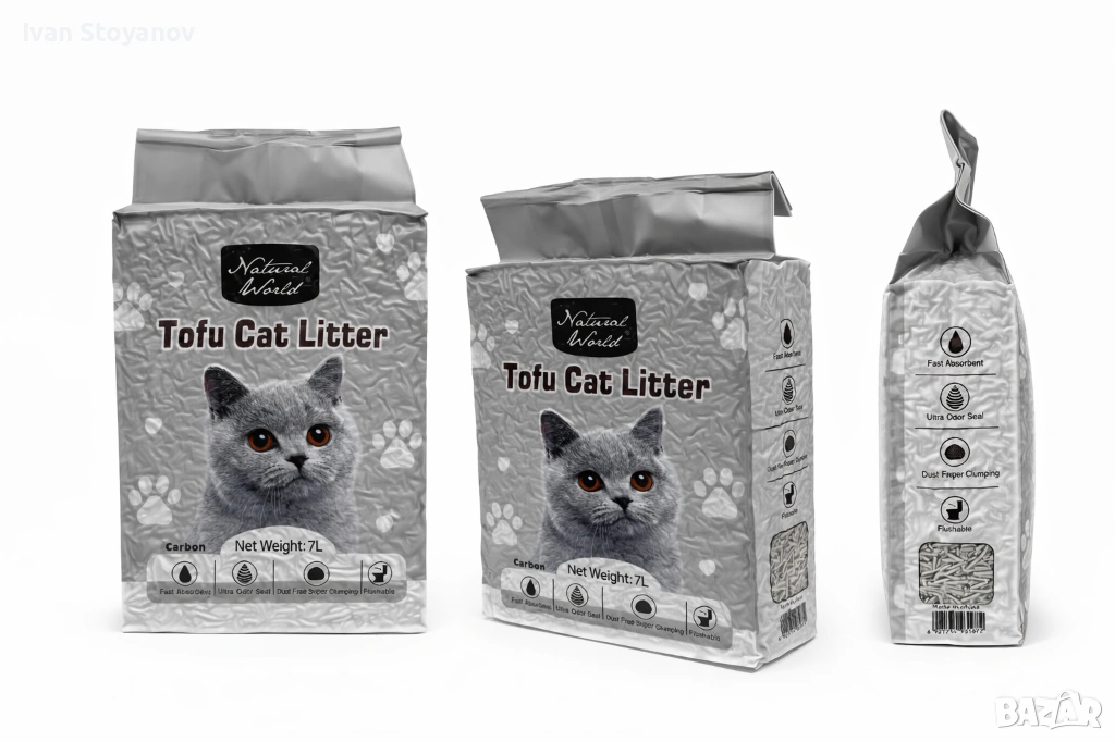 Котешка тоалетна - тофу пелети 7L/2.5кг, снимка 1