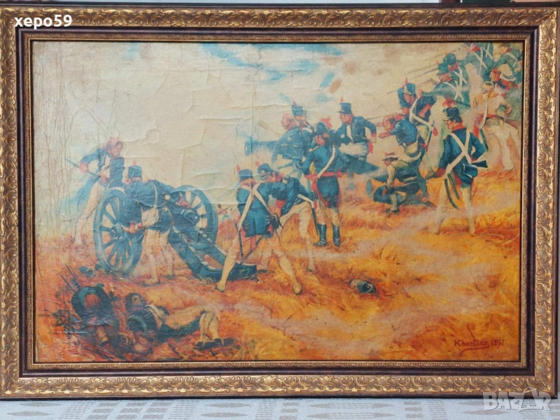 	Френска картина масло 1897 г.худ.Henri-Georges-Chartier 1859-1924, снимка 1