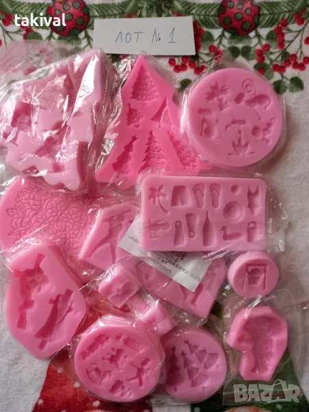 Лот силиконови молдове- сладкарски инструменти за фондан за торти, бисквитки, снимка 1