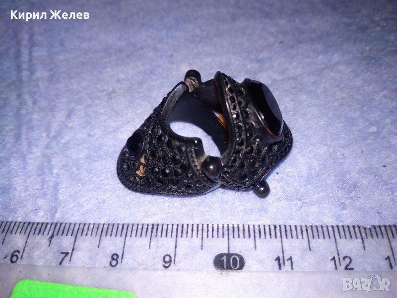 ШАРМАНТЕН ВИНТИДЖ МЕДЕН ЛАКИРАН РАЗДВИЖЕН ДВУКОМПОНЕНТЕН АРТ ПРЪСТЕН 37043, снимка 1