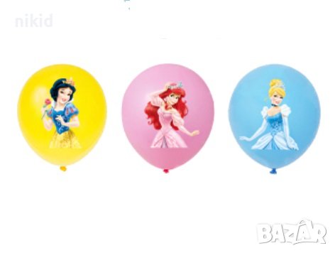 3 Принцеси Снежанка Ариел Пепеляшка Cinderella Обикновен надуваем латекс латексов балон парти хелий , снимка 1