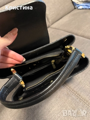 Черна чанта естествена кожа, снимка 3 - Чанти - 52777474