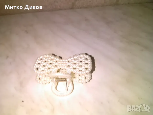 Щипка за коса нова перли 80х52х41мм, снимка 3 - Продукти за коса - 48428307