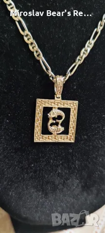 Унисекс сребърен синджир - разновидност на Картие със сребърен медальон - зодиакален знак Риби , снимка 2 - Колиета, медальони, синджири - 47356790