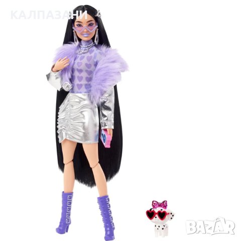 BARBIE EXTRA DOLLS Кукла с лилава яка и лилави ботуши HHN07 , снимка 1 - Кукли - 43251560