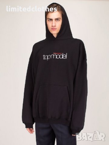 BALENCIAGA BLACK TOP MODEL LOGO PRINT OVERSIZED Мъжко / Дамско Горнище тип Суичър size S (M)