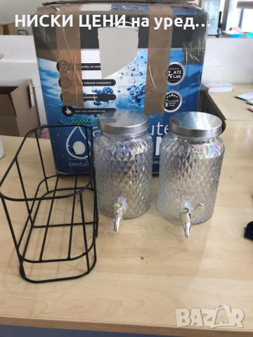 Комплект стъклени буркани с кранче и поставка , снимка 3 - Други - 50987193