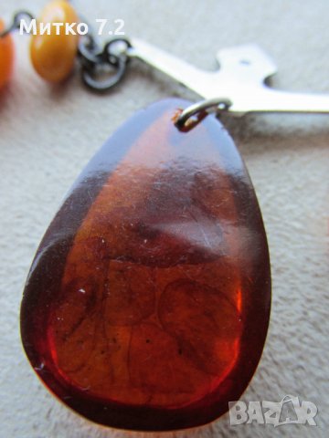 Руско сребърно колие с естествен кехлибар, снимка 7 - Колиета, медальони, синджири - 28225928