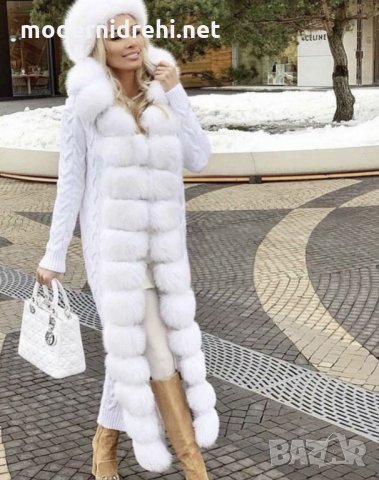 Дамско палто жилетка с лисица , снимка 1 - Палта, манта - 27835023