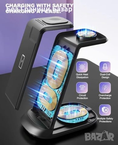 Ново Безжично Зарядно 3 в 1 Стойка 18W Бързо за iPhone, iWatch, AirPods, снимка 4 - Аксесоари за Apple - 43668976