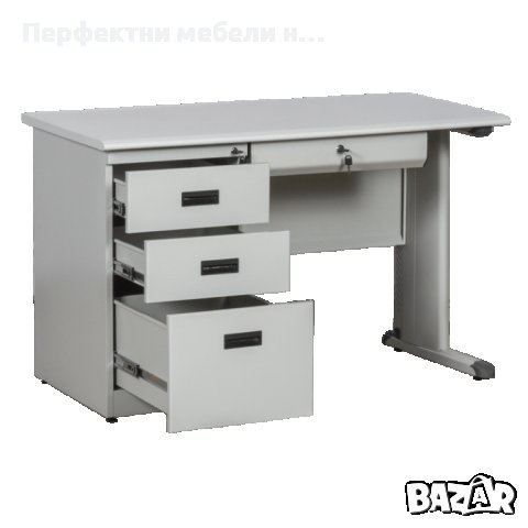 Метално бюро с 4 чекмеджета, снимка 2 - Бюра - 39604314