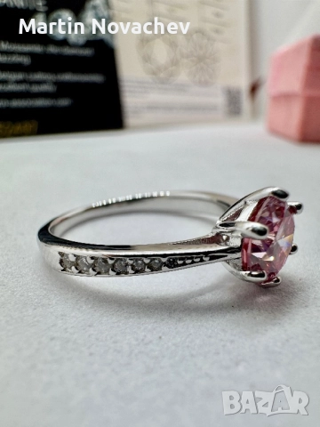 Сребърен пръстен с мойсанит (Диамант) 1 карат, снимка 9 - Пръстени - 52943868