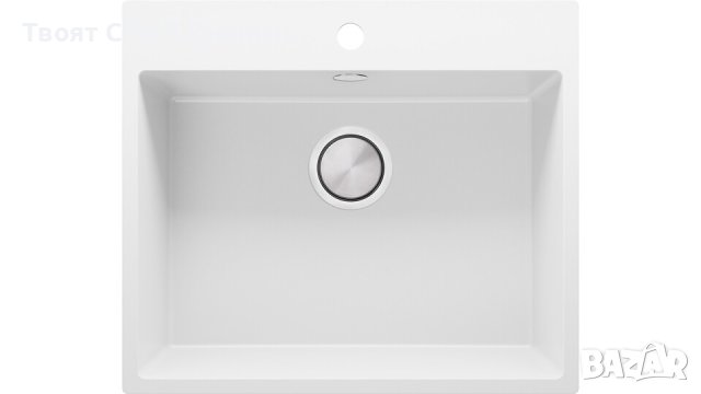Бял Кухненска Мивка от гранит модел Рига 60 XL 580 x 500 мм