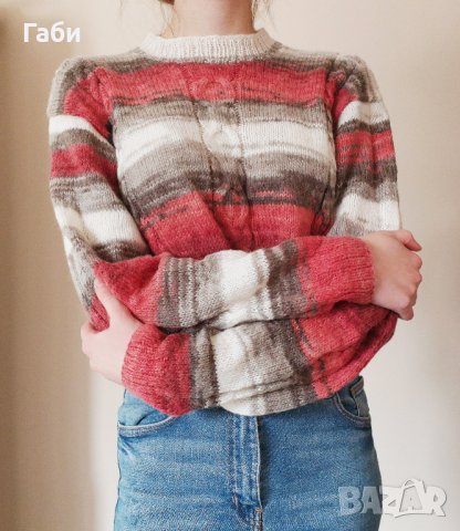 Ръчно плетена блуза, мохерна в три цвята, снимка 2 - Блузи с дълъг ръкав и пуловери - 27802296
