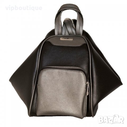 Черна Дамска Раница Сребро, снимка 1