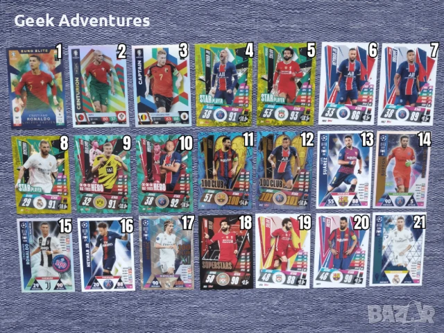 Картички Футболисти Cristiano Ronaldo, Neymar JR, Lionel Messi, Mo Salah Карти