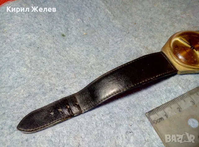 RUHLA ANTIMAGNETIC MADE in GDR Стар ПОЗЛАТЕН НЕМСКИ ЧАСОВНИК РУХЛА РАБОТИ КАИШКА Естеств. КОЖА 48690, снимка 9 - Антикварни и старинни предмети - 48148766