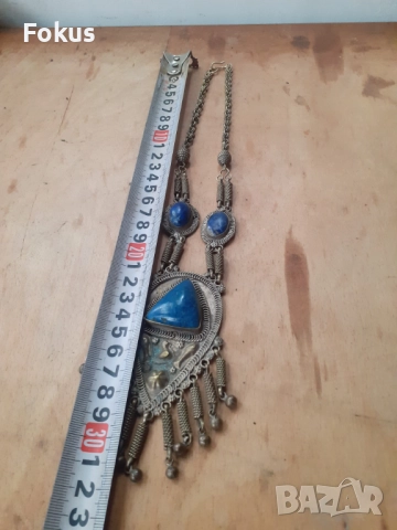 Стар етнографски дамски накит с лапис лазули за носия, снимка 5 - Антикварни и старинни предмети - 51748528