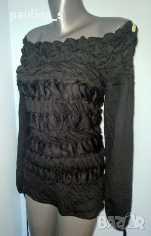 Шармантна дизйнерска блуза тип туника с открити рамене"ANNE FONATAINE", снимка 1 - Блузи с дълъг ръкав и пуловери - 28248358